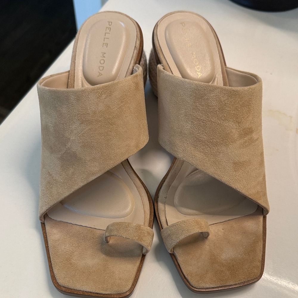Pelle Moda Women's Beige Suede Mules